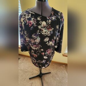 Chico's Romance Shine Floral Asymmetrical-Neck Ponte Top Womens Floral Size  M